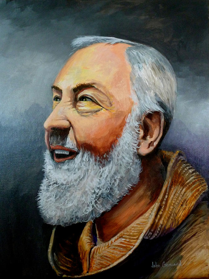675x900 Smiling Padre Pio Painting By John Genuard - Padre Pio Painting