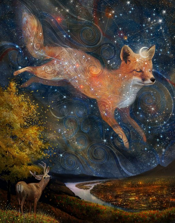 570x725 Fox In The Stars - Pagan Painting