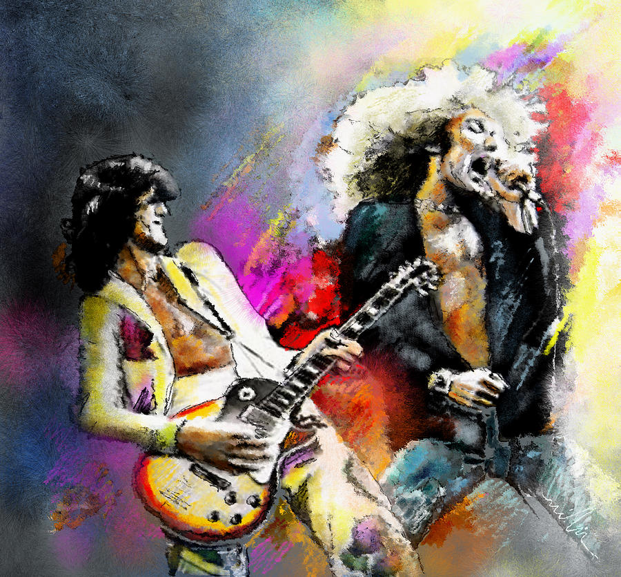 900x835 Jimmy Page And Robert Plant Led Zeppelin Painting By Miki De Goodaboom - Page Painting