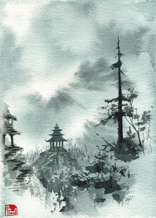 647x900 Pagoda Valley Painting By Sean Seal - Pagoda Painting