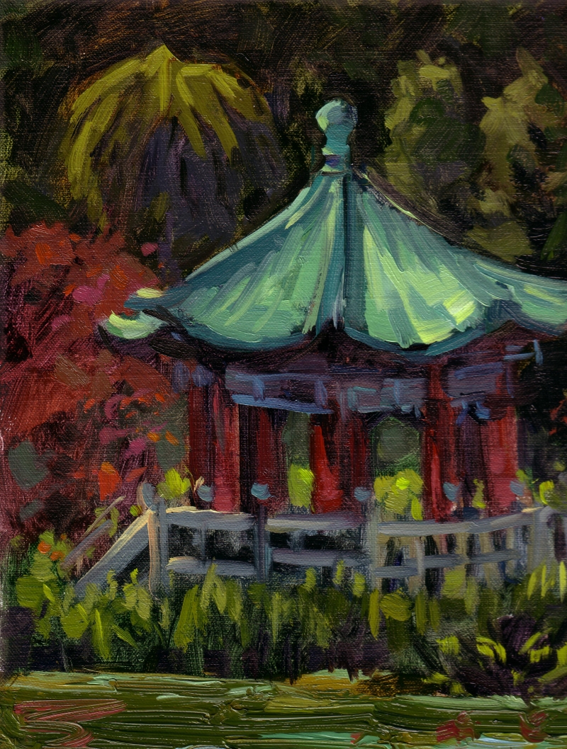 800x1058 Peace Pagoda Complementary Color Study Life Plein Air - Pagoda Painting