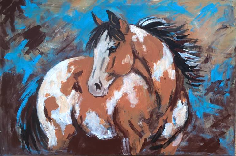 770x508 Saatchi Art Paint Horse Looking Back Painting By Susan Barackman - Paint Horse Painting