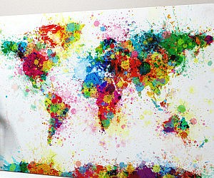 300x250 Paint Splatter Map Of The World - Paint Splatter Painting