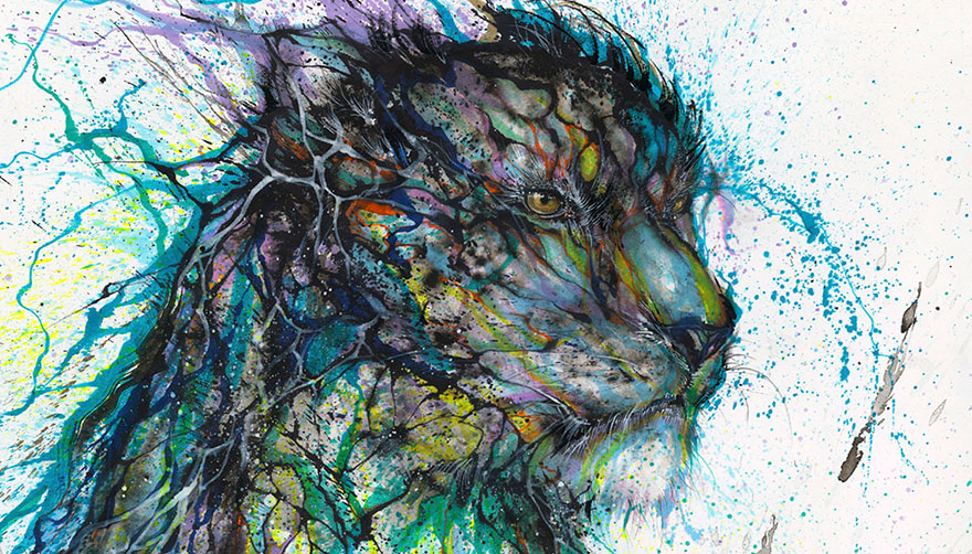 880x502 Splattered Ink Animal Portraits By Chinese Artist Hua Tunan - Paint Splatter Painting