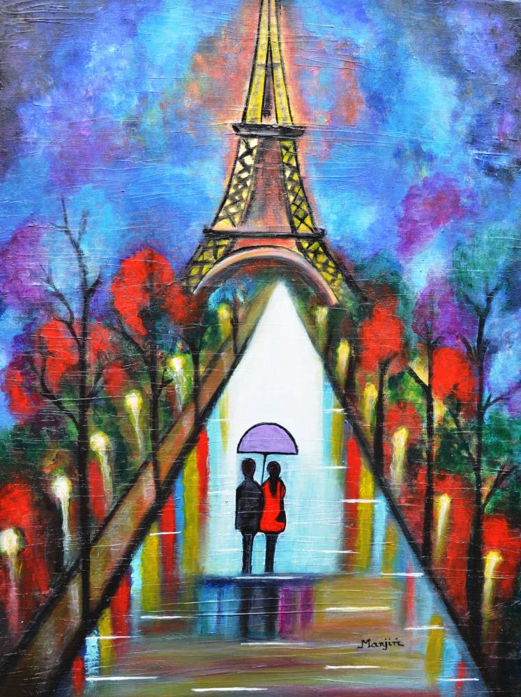 747x1000 Love In Paris Romantic Painting Gift Art - Painting