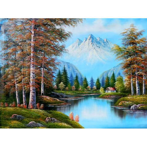 500x500 Nature Landscape Painting, Landscape Painting - Painting