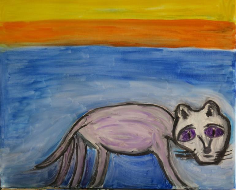 770x618 Saatchi Art Sad Cat Painting By Pam Malone - Painting