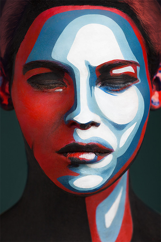 550x825 2d Or Not 2d Amazing Face Paintings By Valeriya Kutsan - Painting 2d