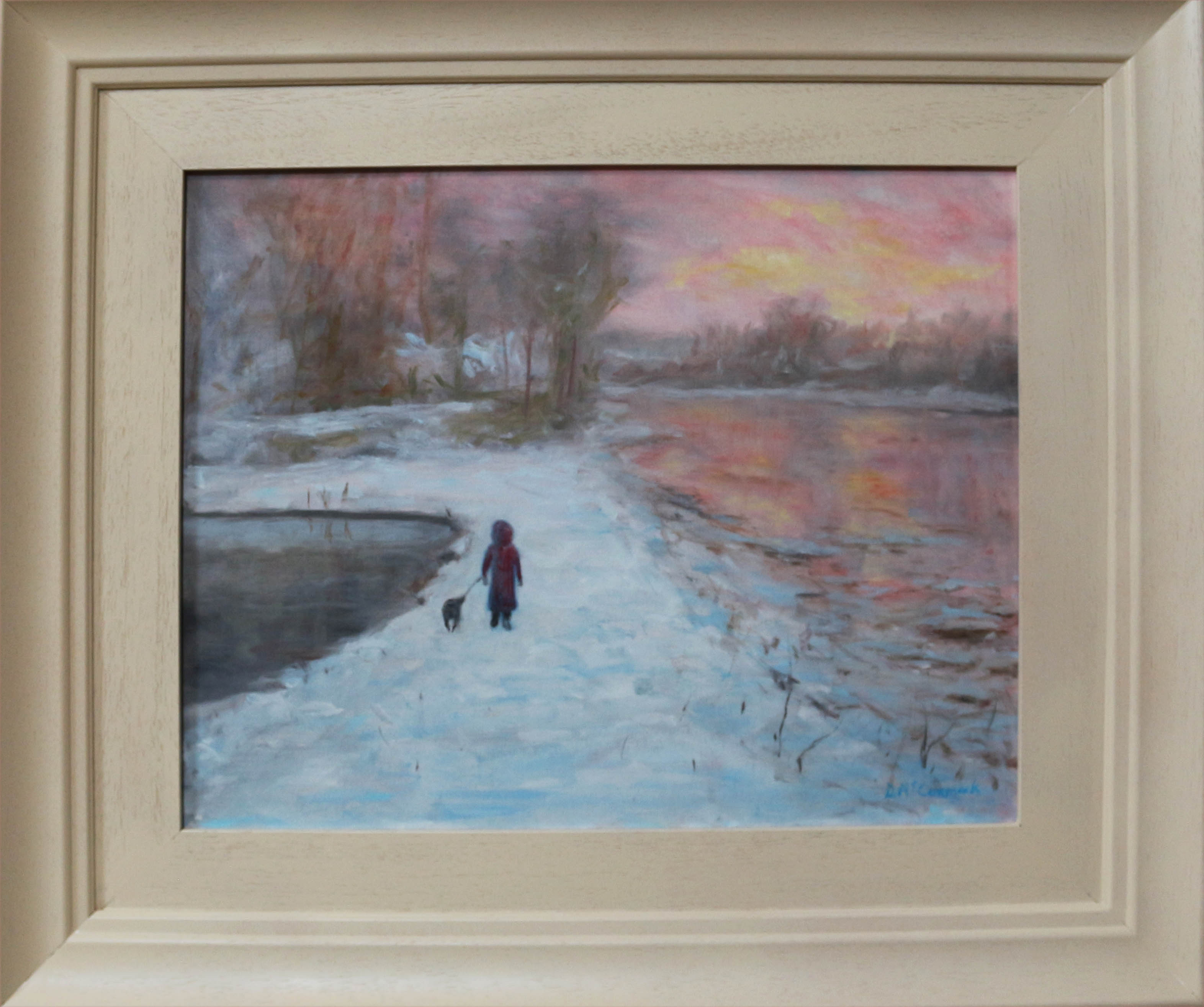 3144x2628 Winter's Eve Snow Scene Landscape Oil Painting - Painting 4 You