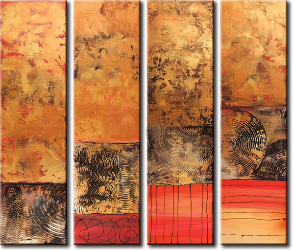 600x513 Abstract Metal Elements Painting 4 Panels Modern Art - Painting 4 You
