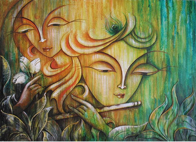 649x471 Buy Abstract Radha Krishna Rk 25 Handmade Painting By Darshana - Painting