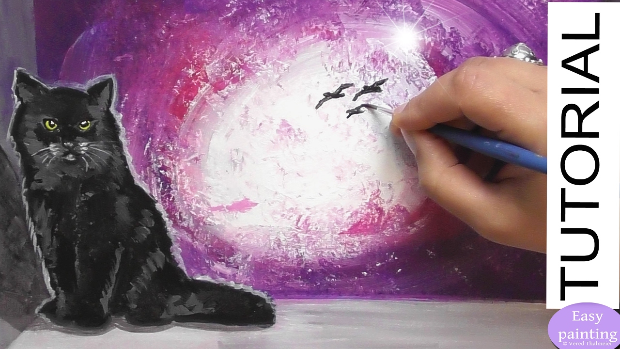 1280x720 How To Paint A Black Cat On A Window Sill. Acrylic Painting - Painting A Black Cat