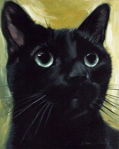 236x295 Original Oil Painting Of A Black Cat By Diane Irvine Armitage - Painting A Black Cat