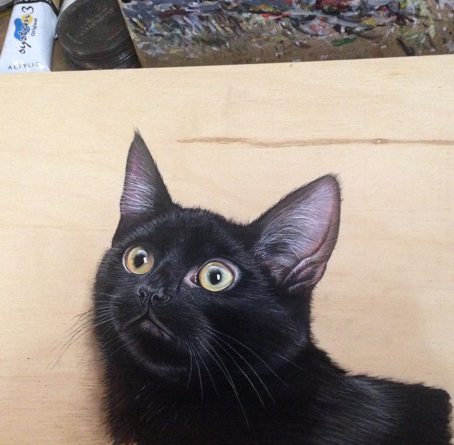 903x884 Painting A Black Cat By Ivanhooart - Painting A Black Cat