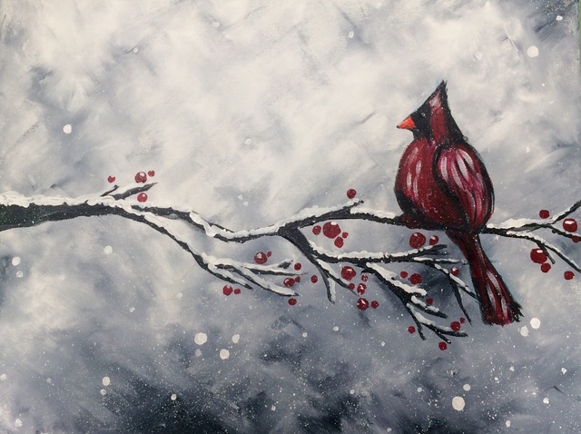 640x478 How To Paint A Snowy Cardinal - Painting A Cardinal