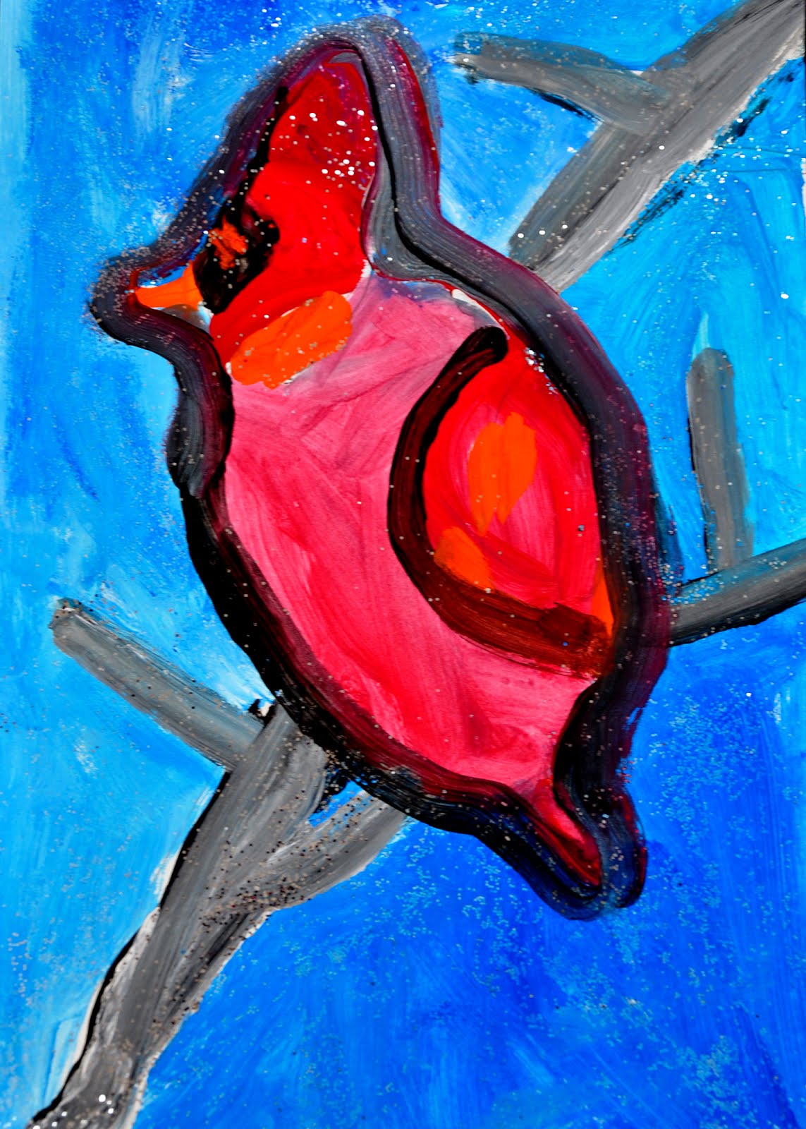 1143x1600 Mrs. Nohelty's Art Lab Kindergarten And 1st Grade Winter Cardinal - Painting A Cardinal