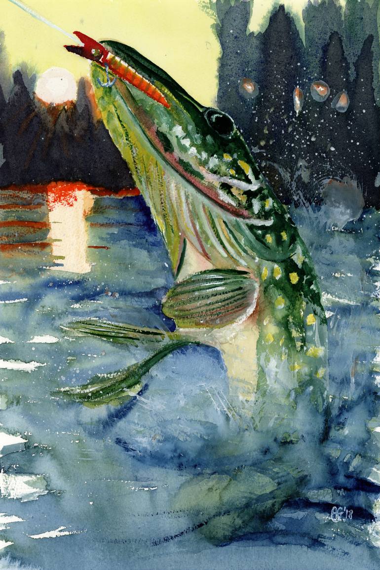 770x1155 Saatchi Art Northern Pike Painting By Aleksander Karol Gumos - Painting A Northern Pike