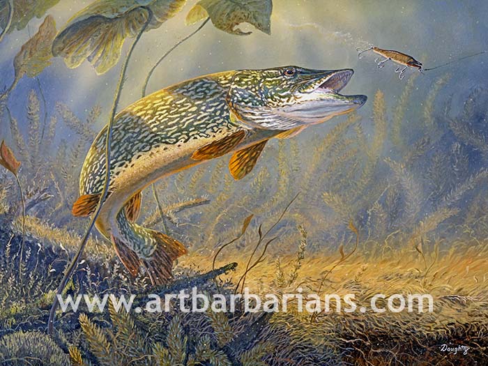 700x525 Wildlife Art Prints Plus Original Paintings With A Wide Selection - Painting A Northern Pike