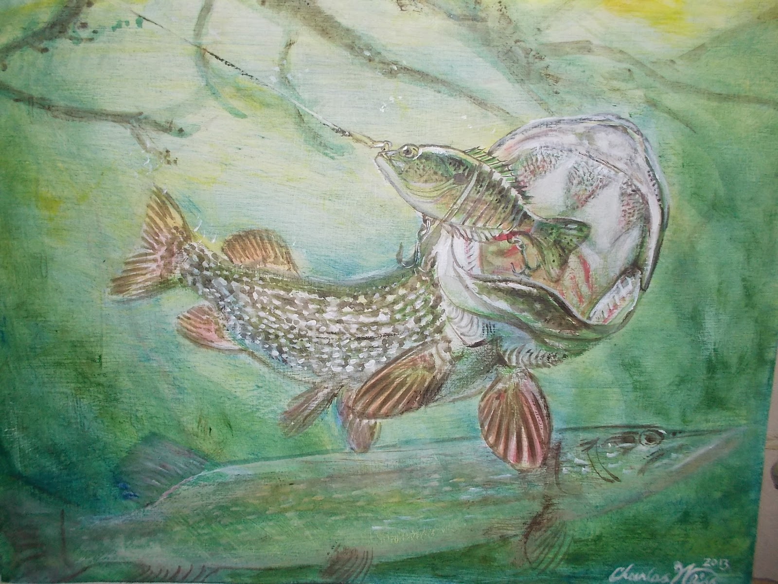 1600x1200 Charles Weiss Art Northern Pike Have Big Mouths - Painting A Northern Pike