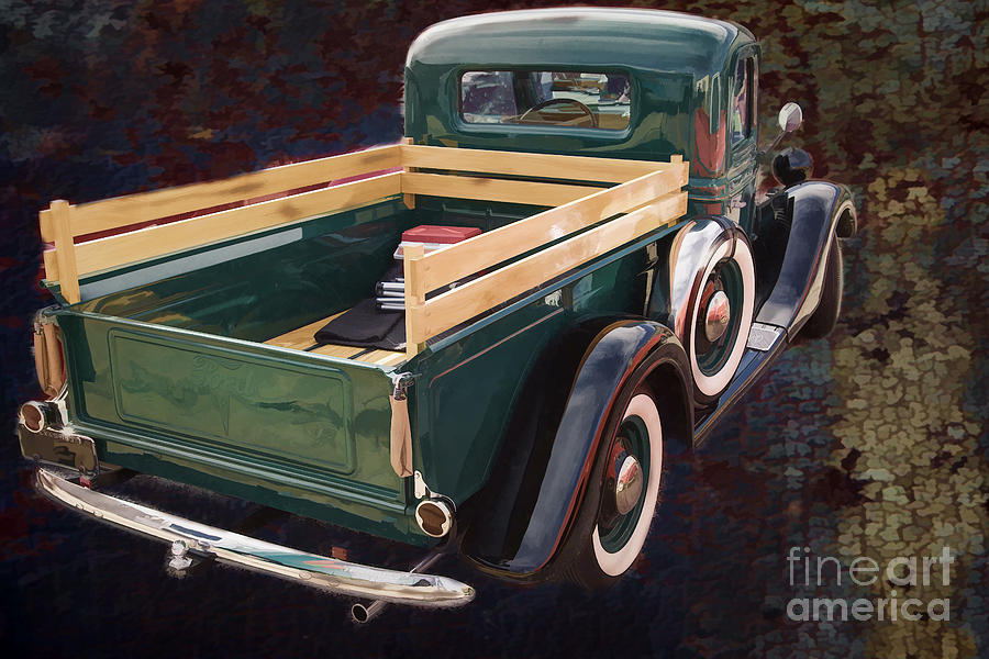 900x600 Painting 1937 Ford Pickup Truck Spare Tire Classic Car In Color - Painting A Pickup Truck