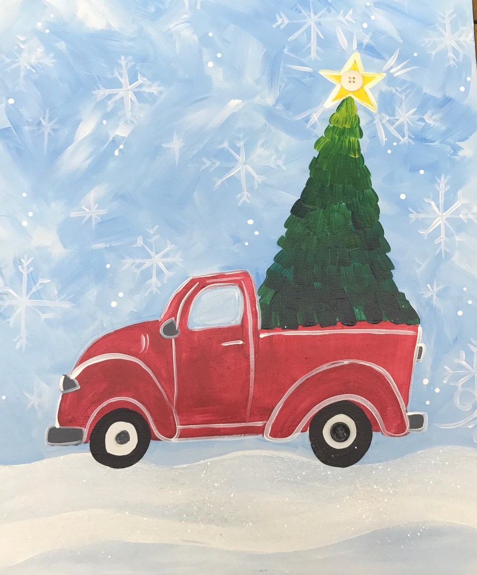 963x1160 Canvasclass Winter Truck Snow Globe - Painting A Pickup Truck