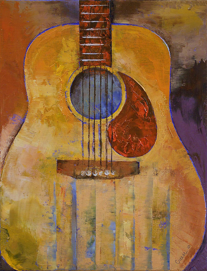 687x900 Acoustic Guitar Painting By Michael Creese - Painting Acoustic Guitar