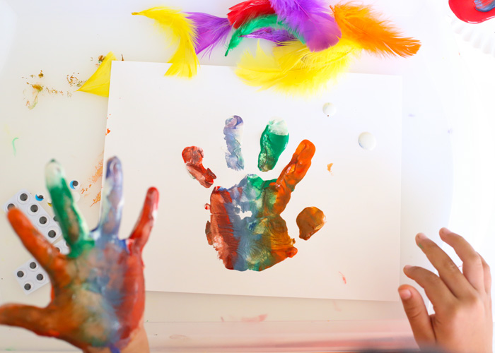 Fancy Monster Finger Paint Hand Prints - Painting Activities. 