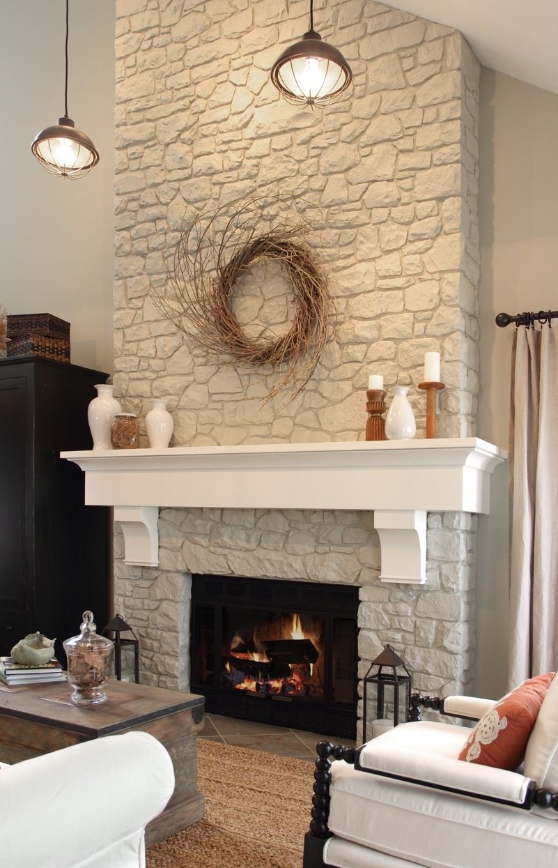 801x1245 Fireplace And Mantel. Likes The Two Colors Of White. Would Paint - Painting Adobe Brick