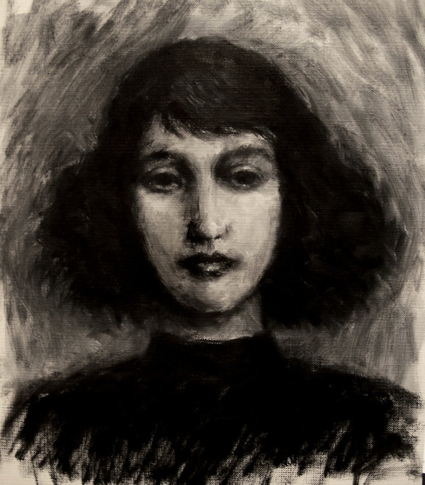 600x685 Oil Painting Sketch, Dark Hair By Readingrailroad - Painting African American Hair