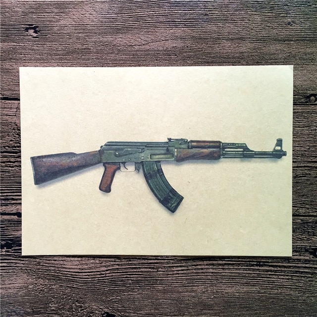 640x640 Vintage Home Decor Poster Kraft Paper Vintage Ak 47painting - Painting Ak 47