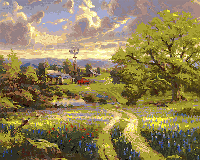 640x512 Rural America Tree House Drawing By Numbers Digital Spring Oil - Painting America