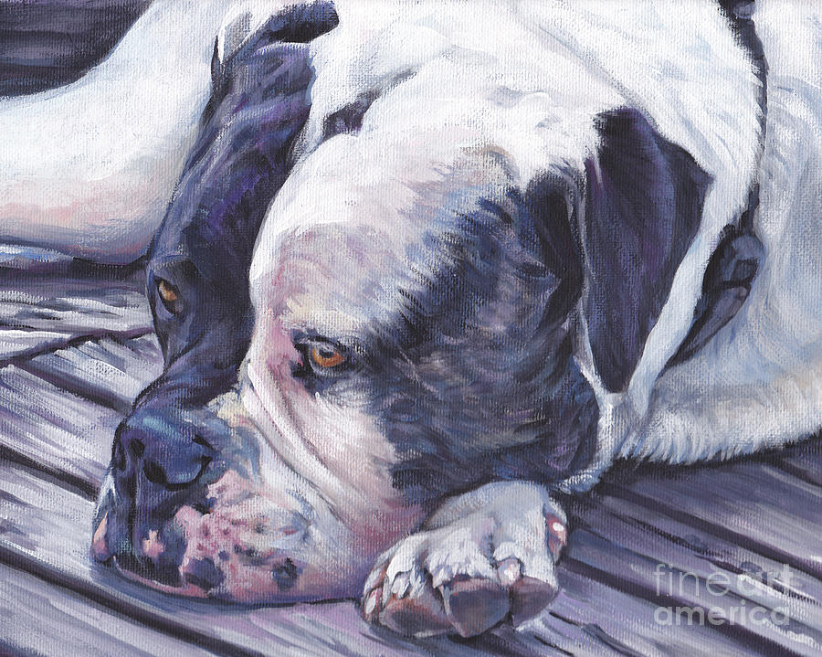 900x719 American Bulldog Painting By Lee Ann Shepard - Painting American Bulldog