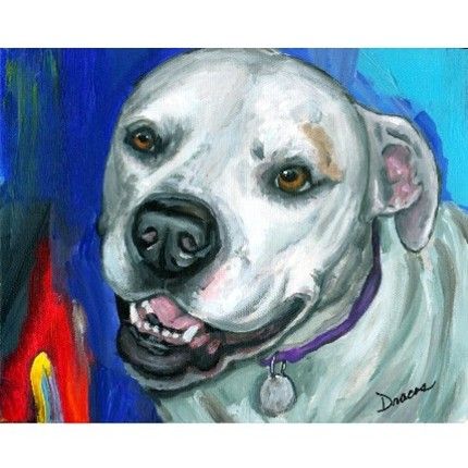 430x430 American Bulldog On Blue Dog Art 8x10 Print, Painted By Dottie - Painting American Bulldog
