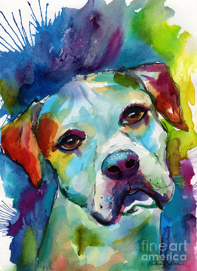 655x900 Colorful American Bulldog Dog Painting By Svetlana Novikova - Painting American Bulldog