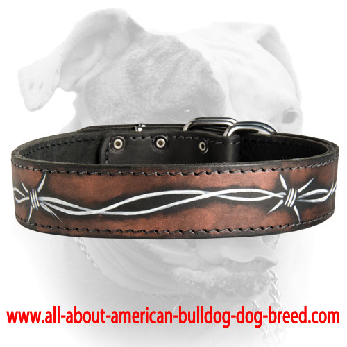 500x500 Hand Painted By Our Artists Barbed Wire Leather American Bulldog - Painting American Bulldog