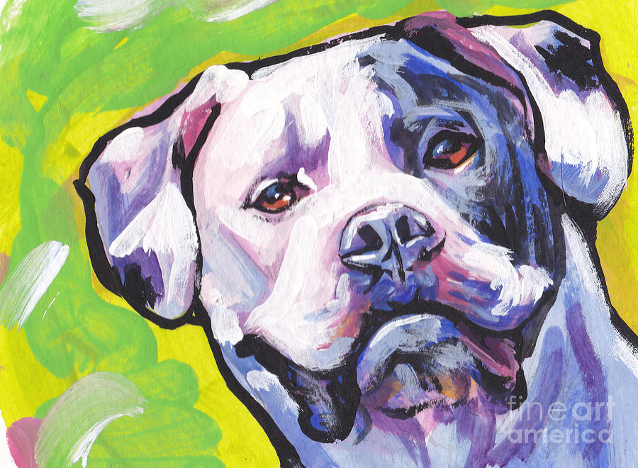 900x660 All American Bully Painting By Lea S - Painting American Bulldog