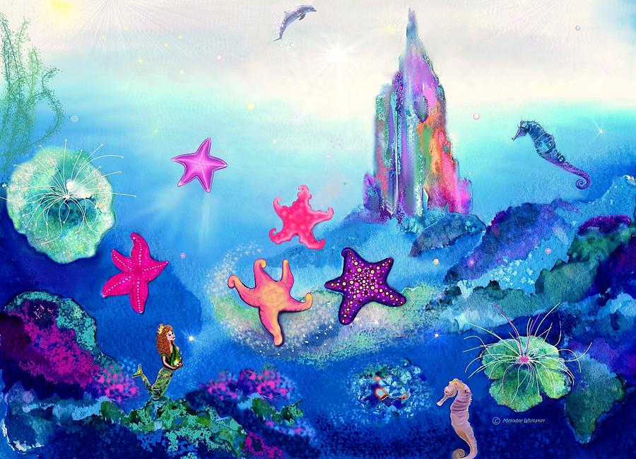 900x649 Starfish Play Painting By Melodye Whitaker - Painting An Underwater Scene
