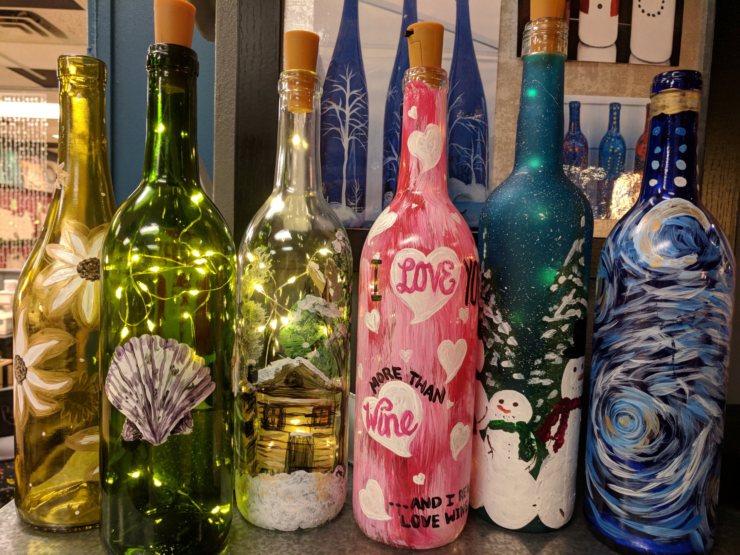 3000x2250 Light Up Wine Bottle Painting - Painting And Drink