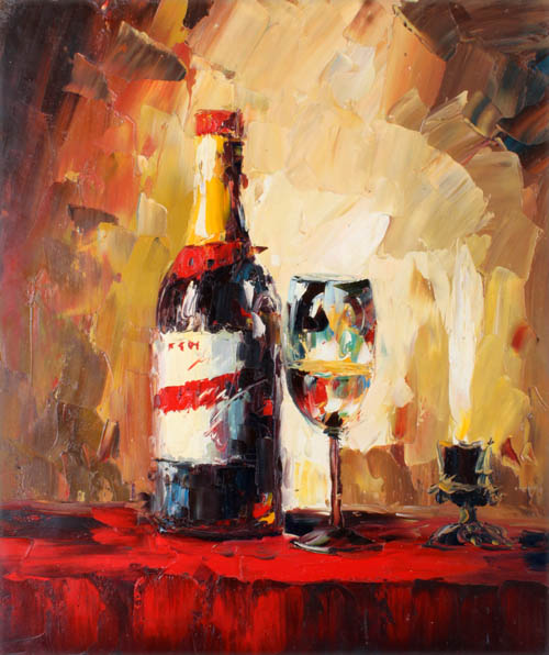 500x596 Wine Bottle Oil Painting 20x24 Id8048 - Painting And Drink