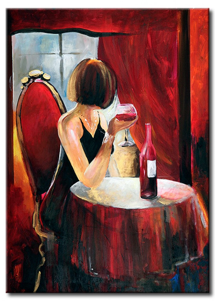 714x1000 Canvas Art Ms. Lonely - Painting And Drink Wine