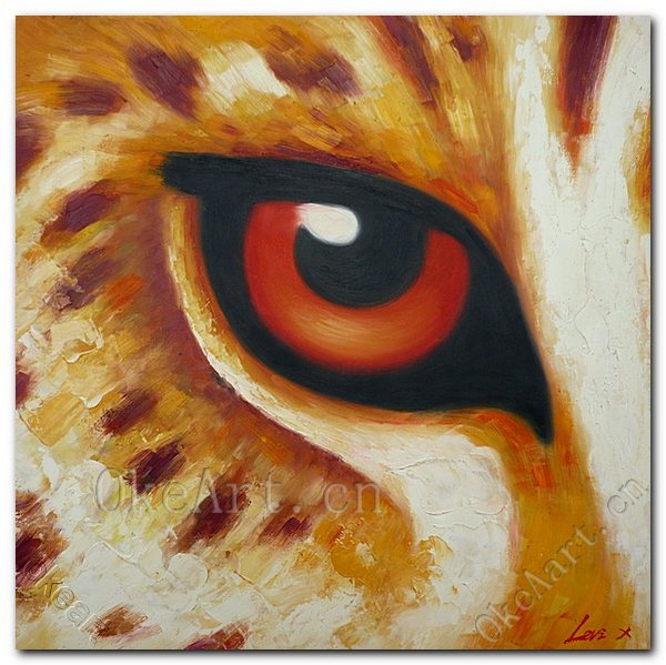 600x599 Hand Painted Modern Oil Painting On Canvas Animal Painting Tiger - Painting Animal Eyes