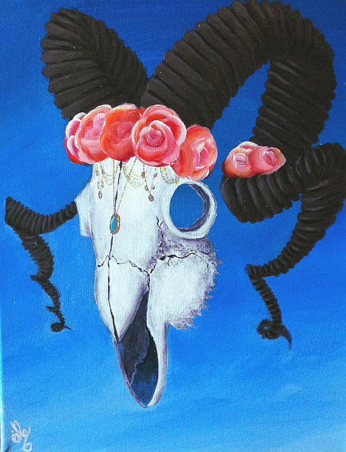 500x653 Painting Animal Skull By Eikachan - Painting Animal Skulls