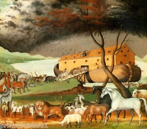 300x263 Noah's Ark Vessel Genesis Flood Saves Animals Painting By Edward - Painting Animals Ark