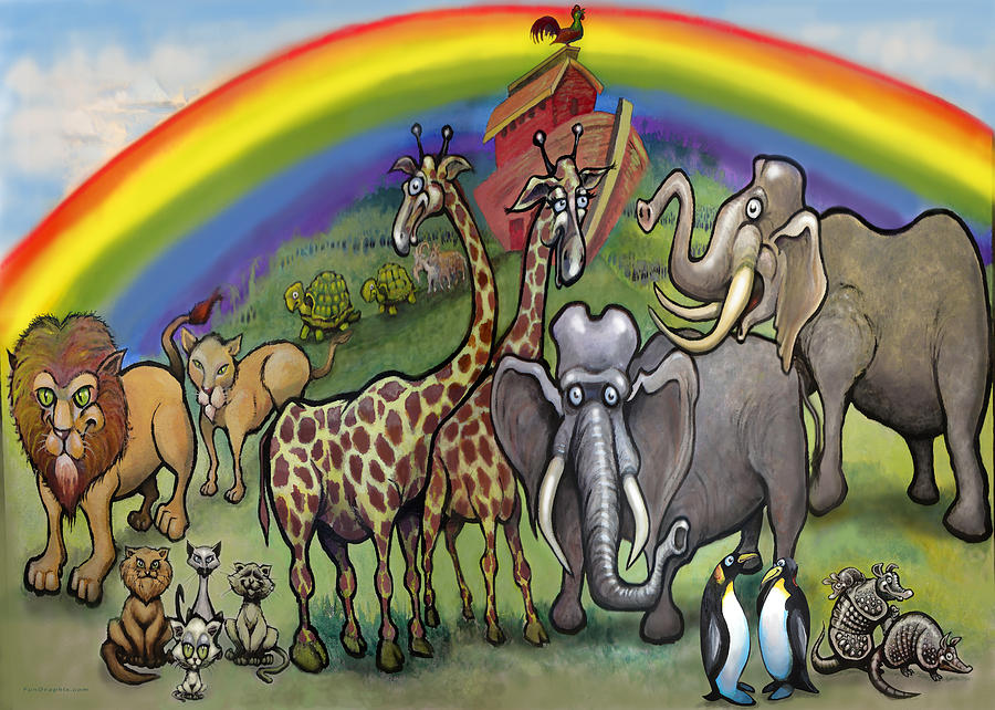 900x642 Noah's Ark Painting By Kevin Middleton - Painting Animals Ark