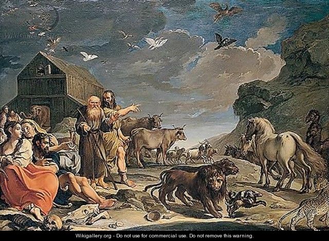 640x469 Noah And The Animals Leaving The Ark After The Deluge - Painting Animals Ark