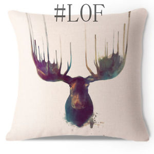 300x300 Home Decor Painting Deer Elk Antlers Cotton Linen Cushion Cover - Painting Antlers