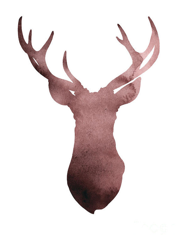599x749 Deer Antlers Silhouette Minimalist Painting Poster By Joanna Szmerdt - Painting Antlers