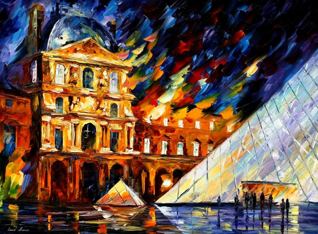 1083x799 Louvre Museum Palette Knife Oil Painting On Canvas By Leonid - Painting Art Deco