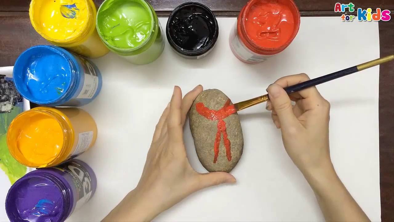 1280x720 Rock Painting For Kids Hand Painted Rocks A Cute Beetle Rock - Painting Art For Kids
