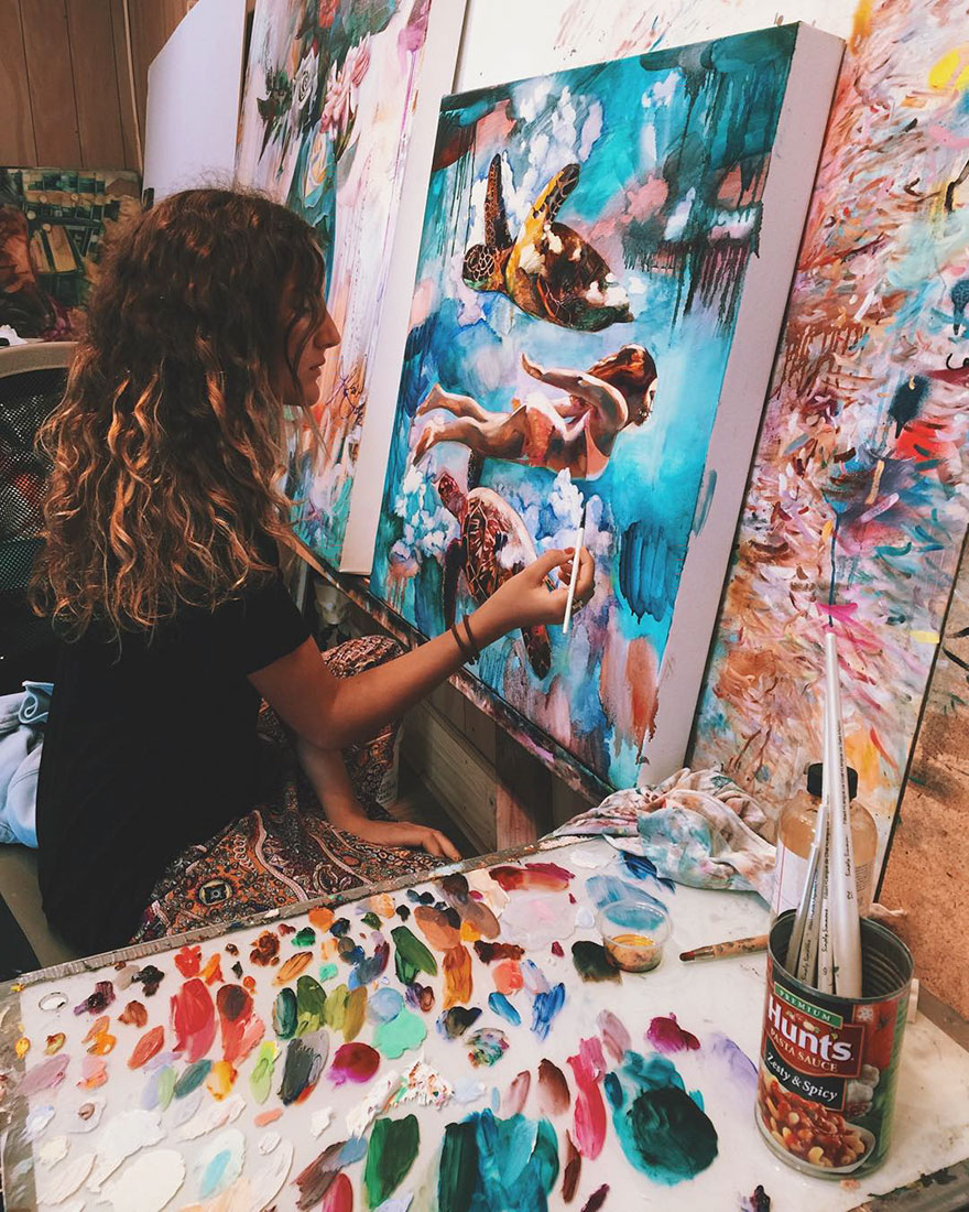 880x1100 Talented 16 Year Old Artist Turns Her Wildest Dreams Into - Painting Arts